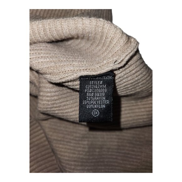 NEW Cyrus Cable Knit Sweater Womens 3X Tan Plus Stretch Soft Casual Neutral J16 - Picture 5 of 5